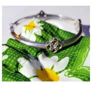 Brighton TOLEDO Silver Bangle Bracelet 4 Crystals Stations. Brighton Pouch